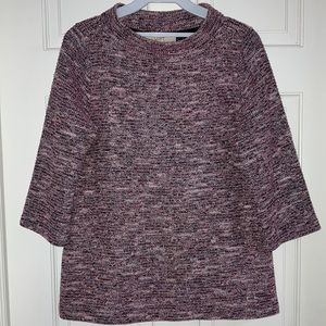 Loft Knit Top Cotton Blend Boucle Knit 3/4 Sleeves Casual Pullover Small